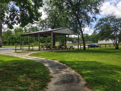 The picnic structure at the Pollocksville Trent River boat launch.