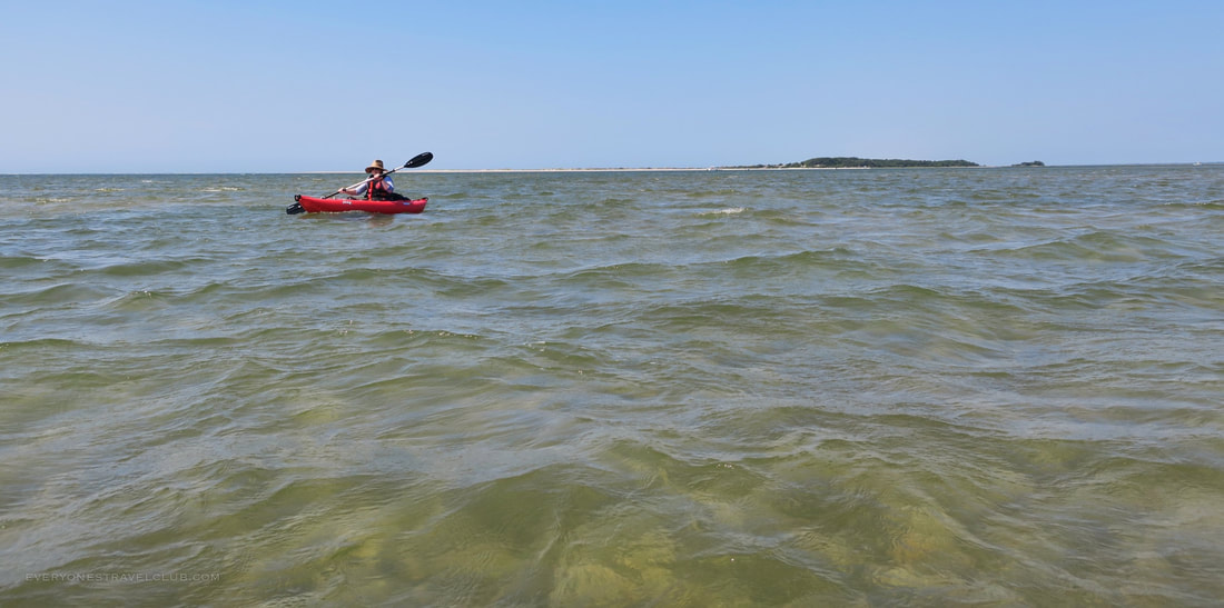 Paddling and navigating the shallow sandbars near the Intra Coastal Waterway