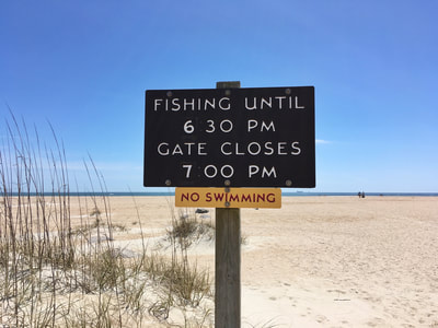 Fishing information from the beach at Fort Macon State Park.