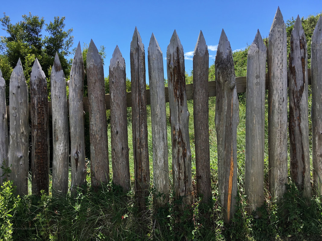 Replica fence posts at Fort Fisher Historic State Park