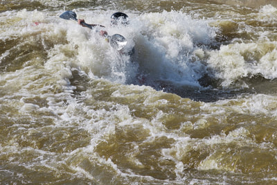 Serious whitewater paddling at the whitewater facility in Oklahoma City