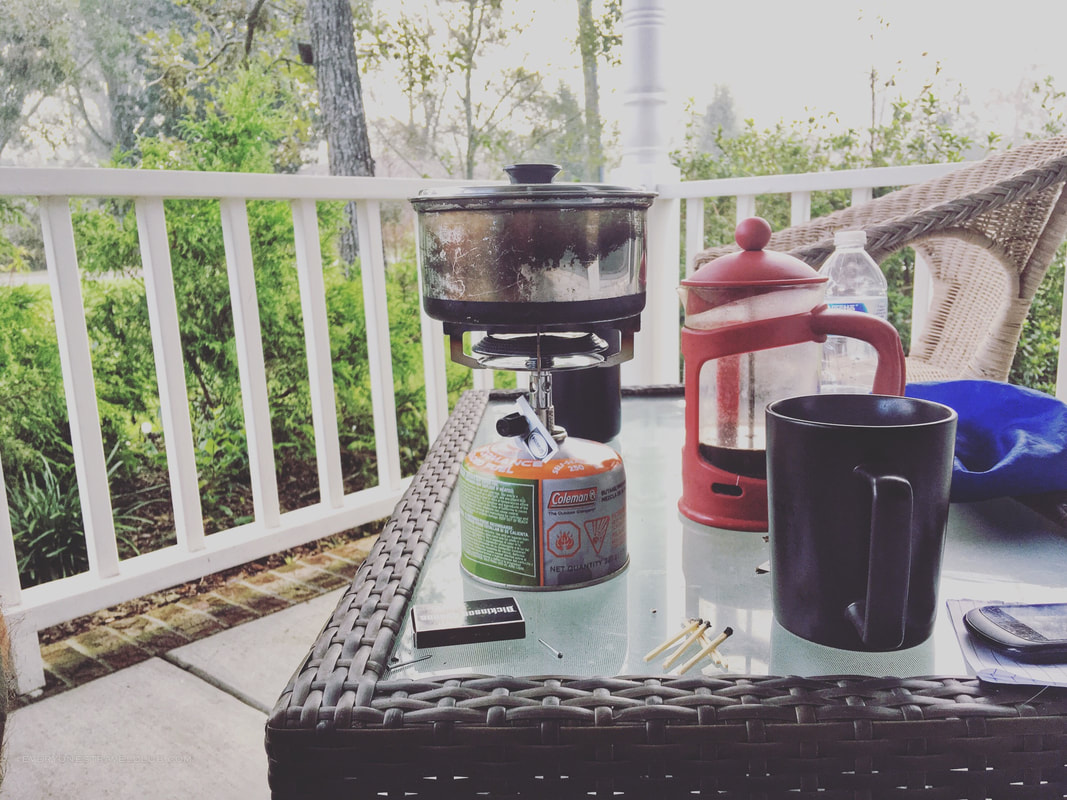 Camping on the front porch after hurricane Florence knocked out our power for weeks