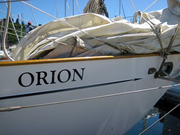 The bow of Orion the sailboat