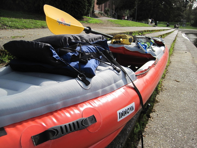 Our Innova Helios 2 packed and ready to paddle from Seward Park on Lake Washington