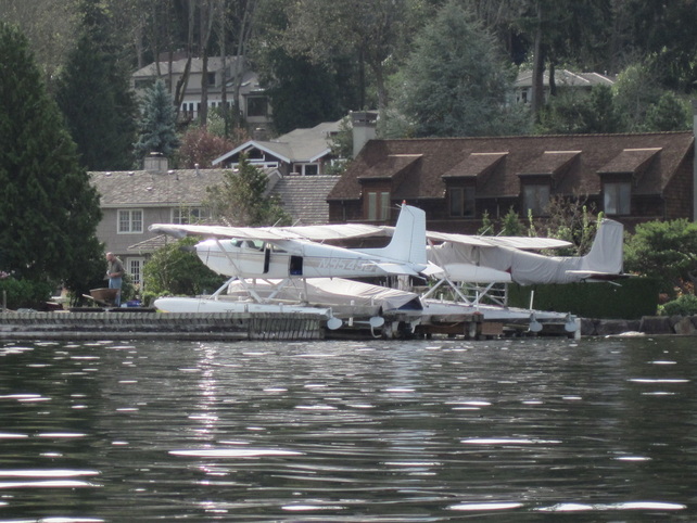 Private seaplanes parked on Mercer Island