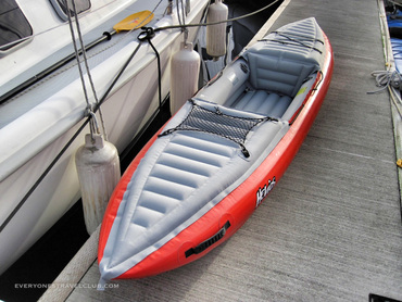 The Innova 1 single kayak on the dock at Shilshole Bay Marina in Seattle, Washington