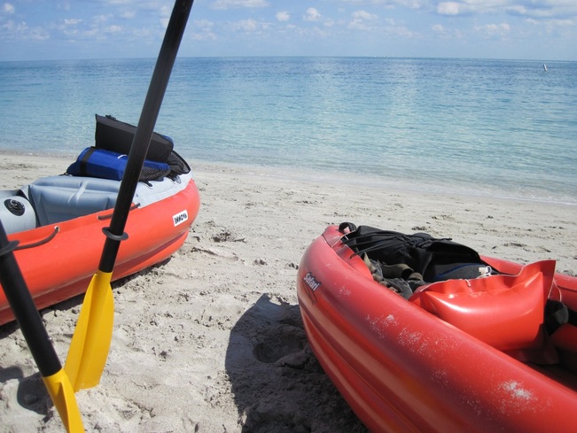 Two Innova Kayaks on the beach in Miami, Florida