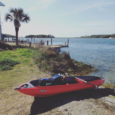 The unofficial kayak and SUP launch at the public boat ramp in Cedar Point, NC