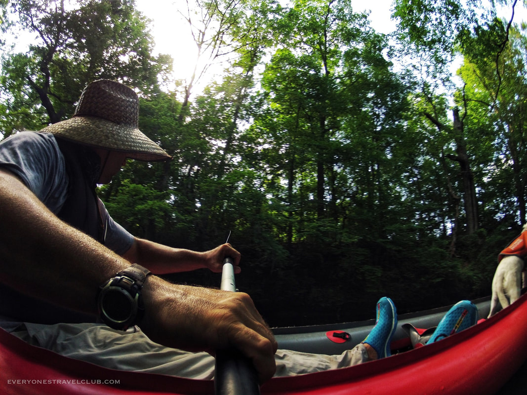 Paddling our inflatable Innova kayak in Eastern North Carolina.