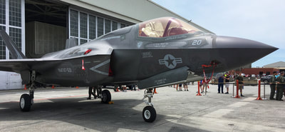 A F-35 on display at the 2018 Cherry Point air show