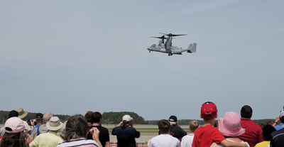 An osprey in flight at the 2018 Cherry Point air show in Havelock, North Carolina