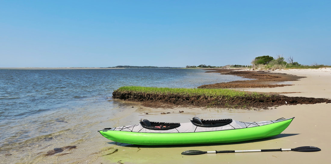 Our Innova Kayak beached in North Carolina's Crystal Coast