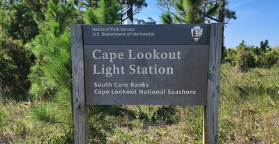 The Cape Lookout Light Station sign at the visitors center