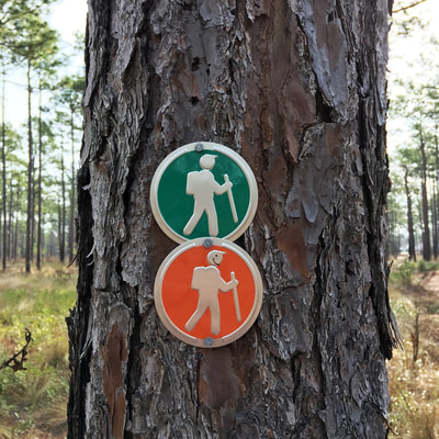 Hiking signs at the Patsy Pond Nature Trail