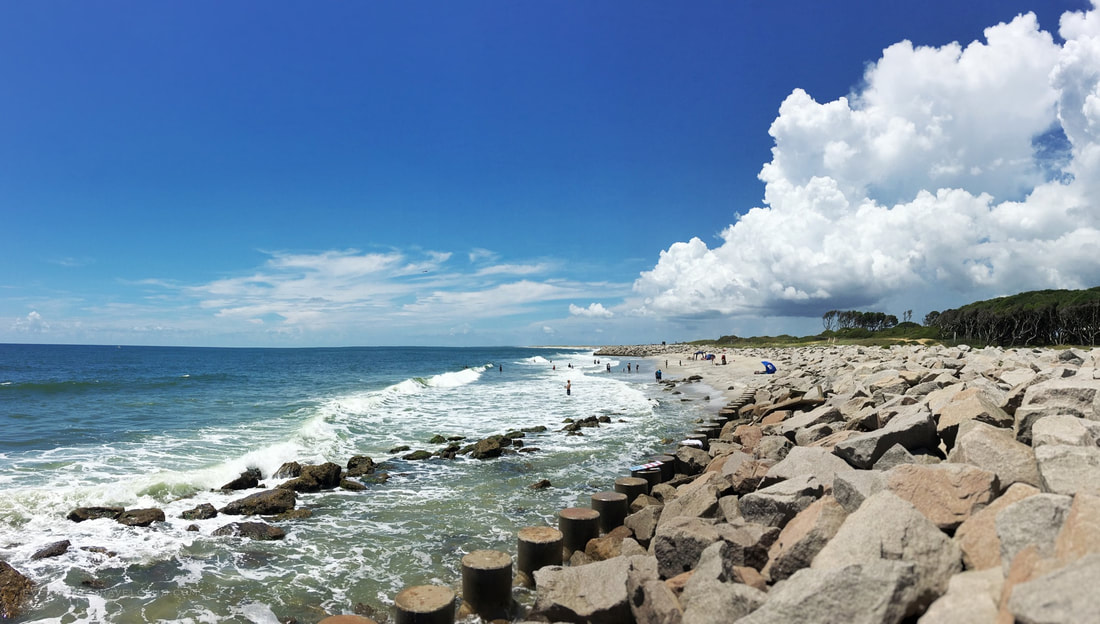 A view of fishing at the beach at Fort Fisher State Park