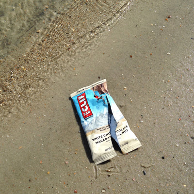 Cliff bar beach litter in North Carolina