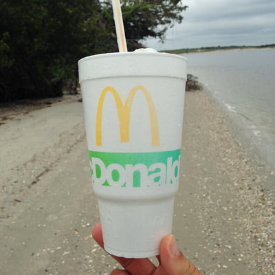 Beach litter - a McDonald's styrofoam cup