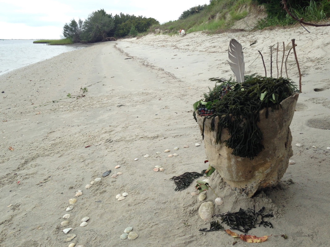A beach sculpture discovered on an island along the Crystal Coast