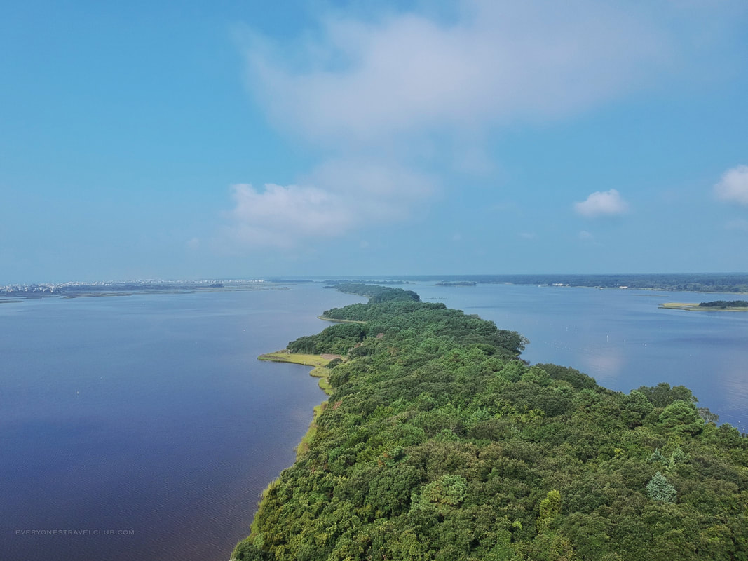 Drone picture of the Permuda Island Reserve in Eastern North Carolina
