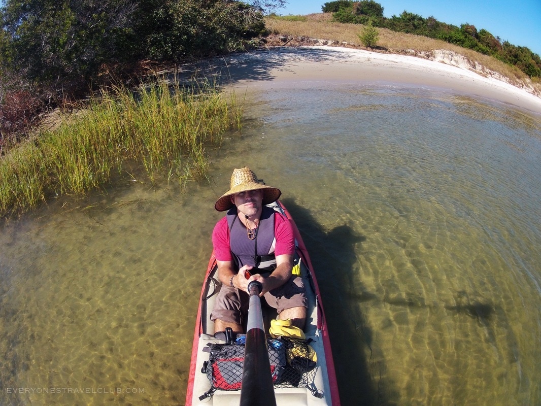 Exploring uninhabited islands on the way kayaking to Emerald Isle, North Carolina