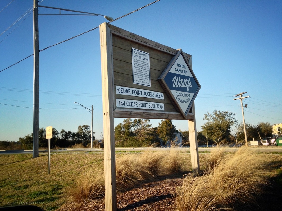 The Cedar Point Access Area sign at 144 Cedar Point Boulevard. 